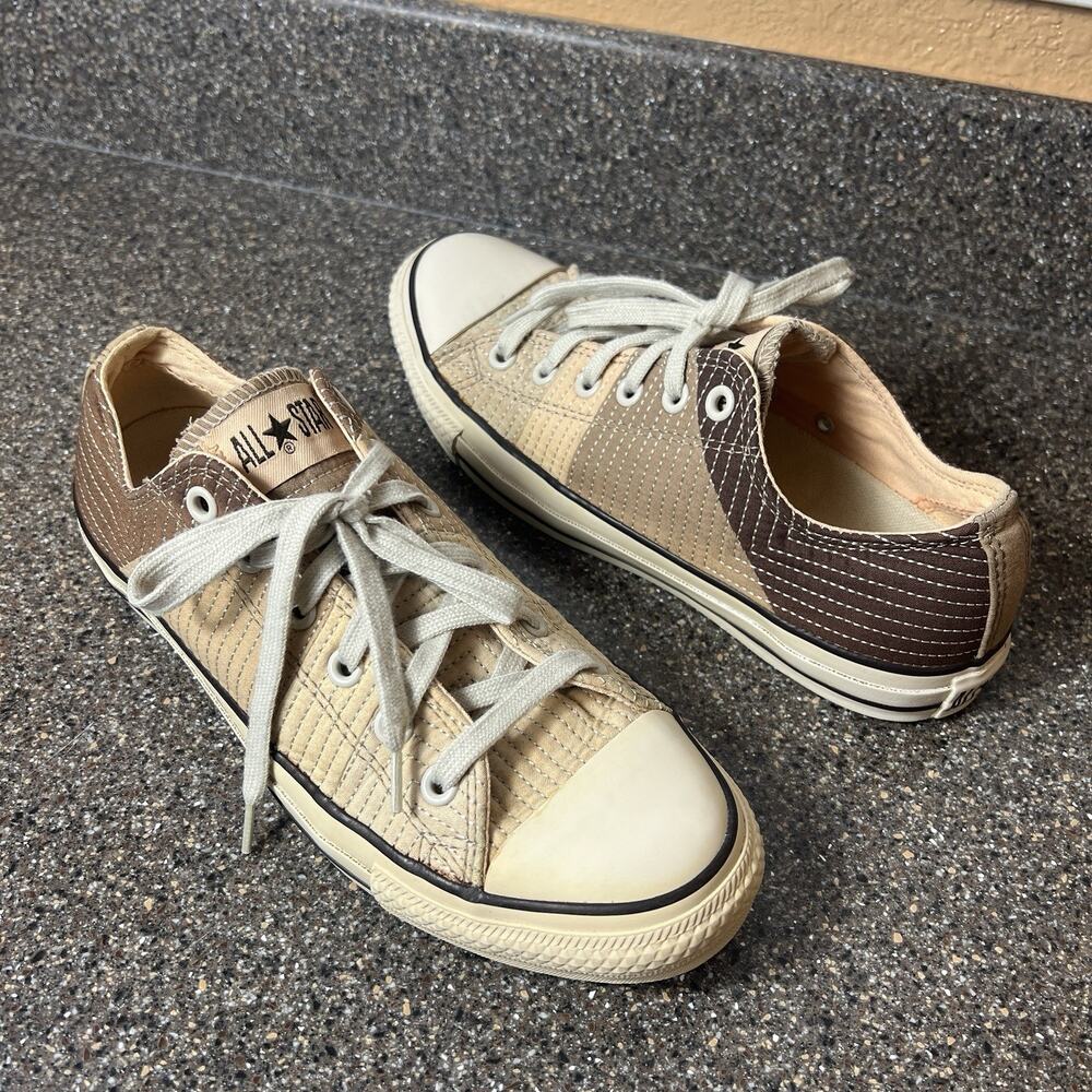 Converse All Star Lace Up Low Top Women 9.5 Brown Colorblock Canvas Shoe Men 7.5